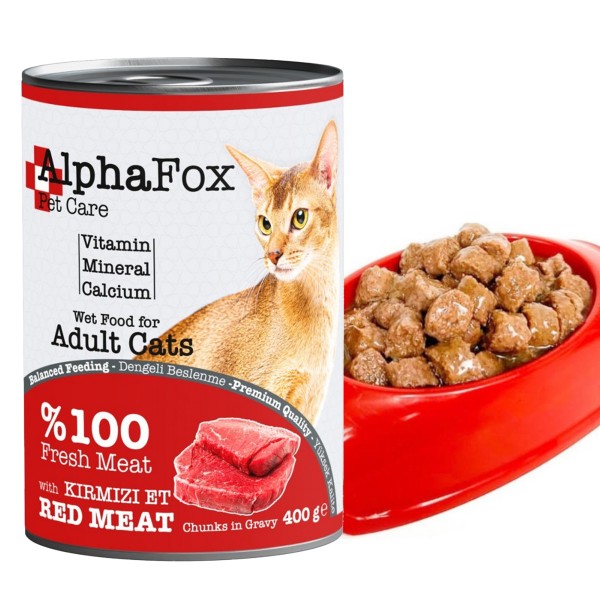 Alphafox Konserve Kedi Maması Kırmızı Et 400g
