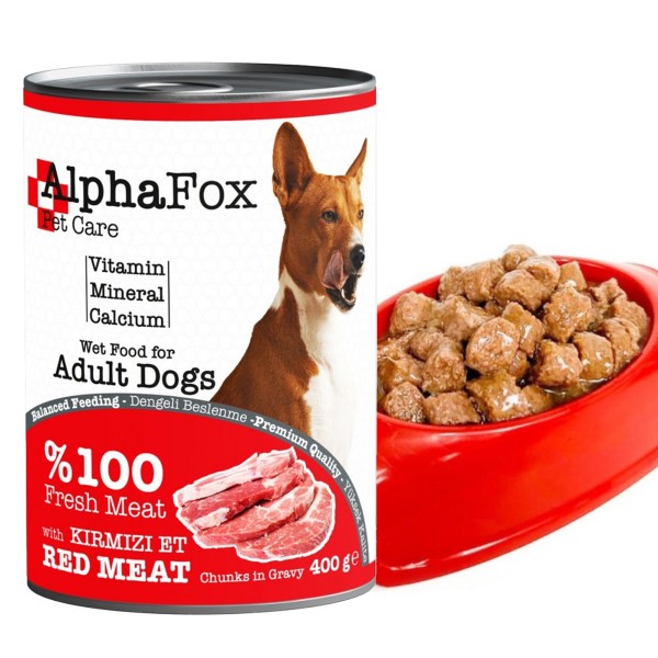 Alphafox Konserve Köpek Maması Kırmızı Et 400g