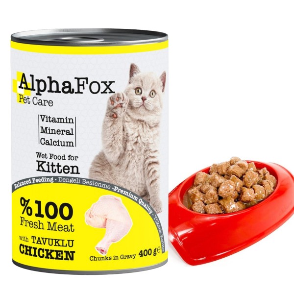 Alphafox Konserve Yavru Kedi Maması Tavuklu 400g