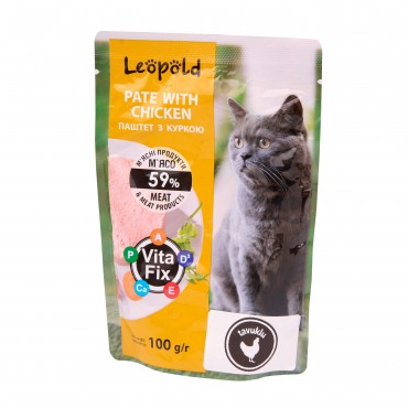 LeöPöld Yaş Kedi Maması 100g Tavuk Etli